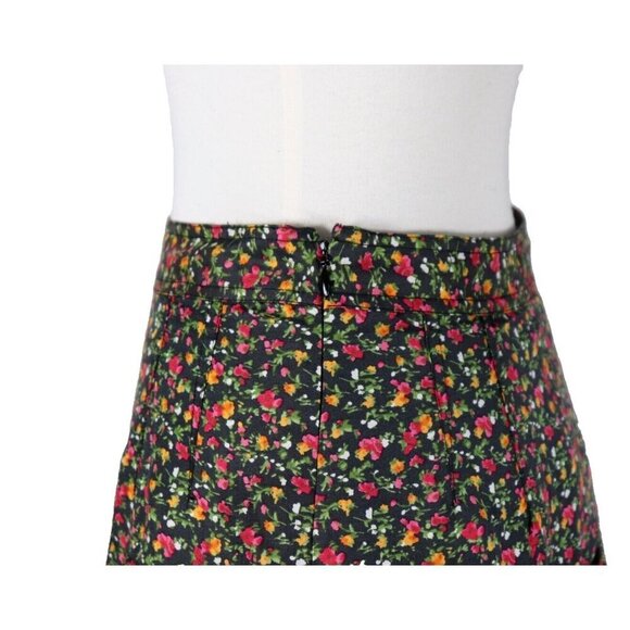 Zac Posen Z Spoke Women's US2 Black Floral Skirt Pleated A-Line Silk Blend Mini - Picture 4 of 7